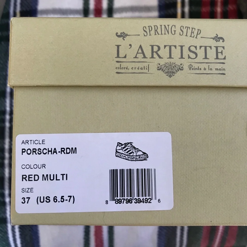 L’ARTISTE SPRING STEP PORSCHA HAND PAINTED LEATHER FLATFORM SNEAKER SZ 37 - Picture 7 of 12